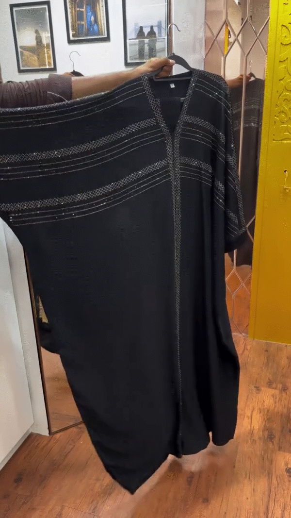 N-F STONE WORK ABAYA